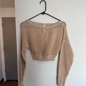 Alo Tan Knit Cropped Sweater
